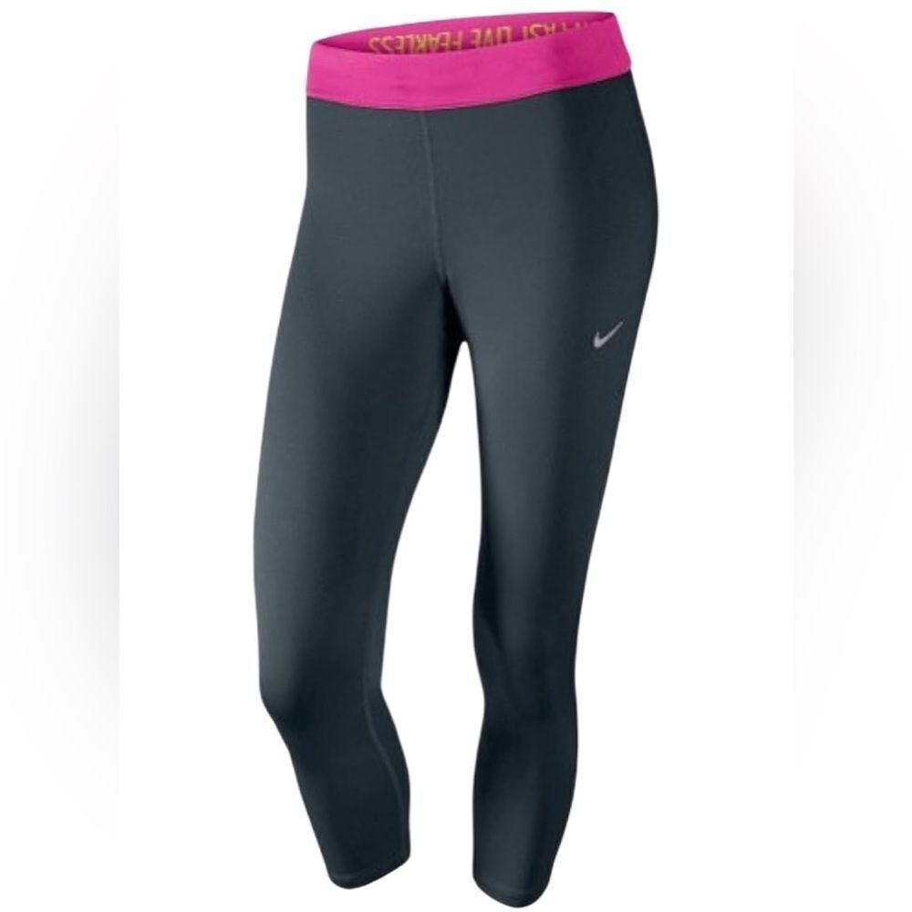 Nike Women's Relay Crop Charcoal/Hot Pink/Reflective Silver Pants Size Large